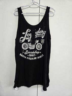 Torrid Vintage Size 4 Black Motorcycle Graphic Tank Top Biker Moto Grunge